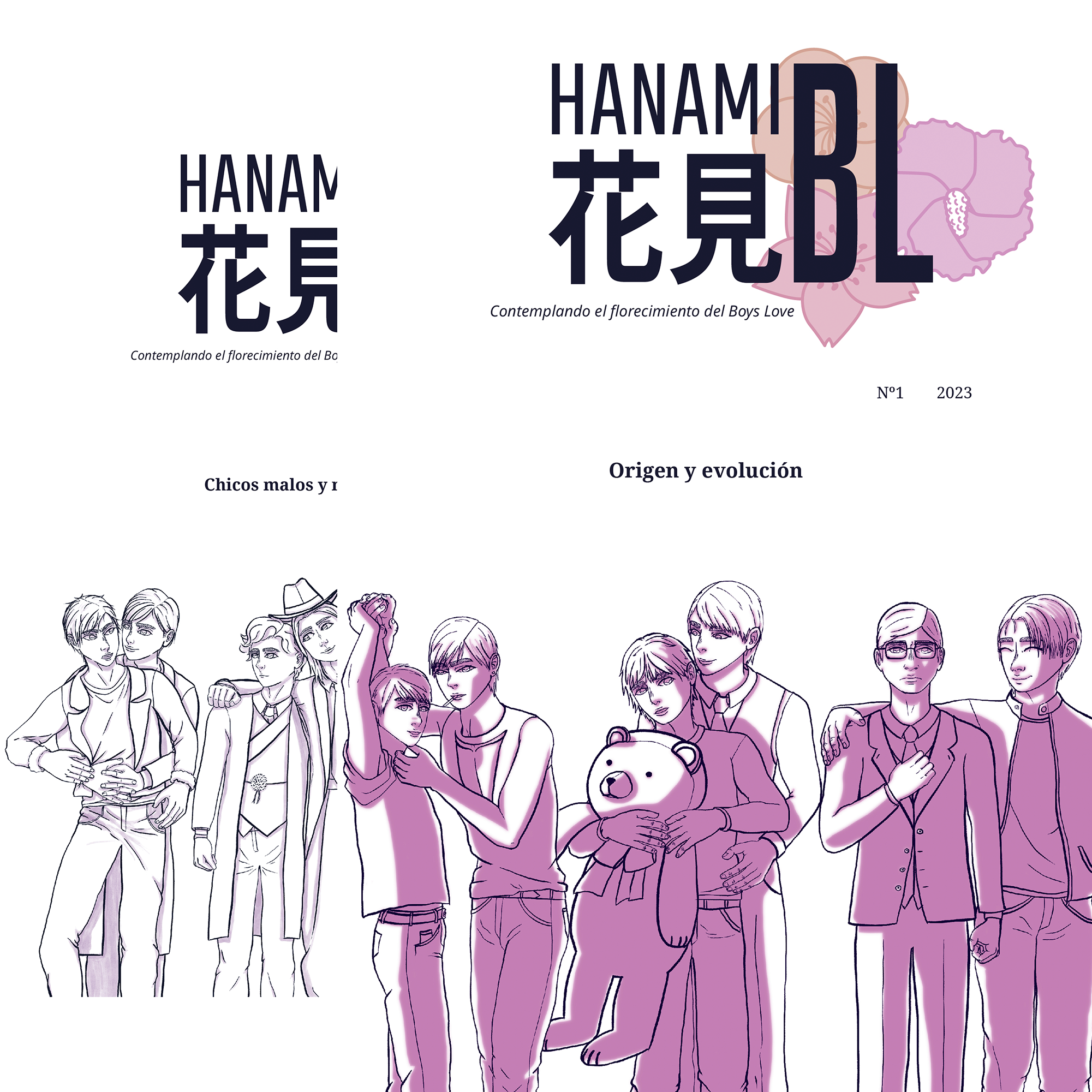 Imagen de las portadas de la primera y segunda entregas de la revista Hanami BL juntas